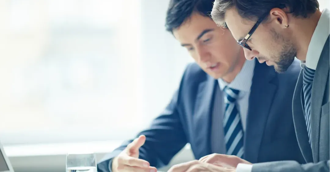 Business professionals analyzing government audit and compliance services documentation